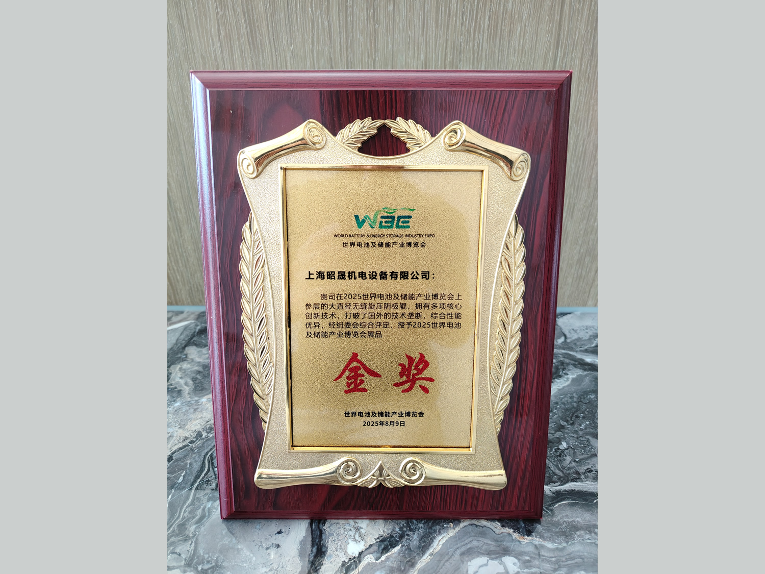 Gold Award for Exhibits at the 2025 World Battery and Energy Storage Industry Expo